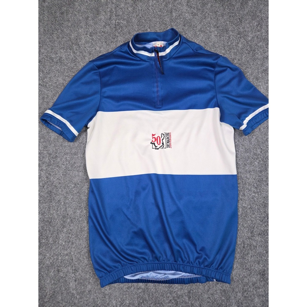 De Marchi Cycling Jersey Mens Medium 1/4 Zip Blue 50th Anniversary Made in Italy